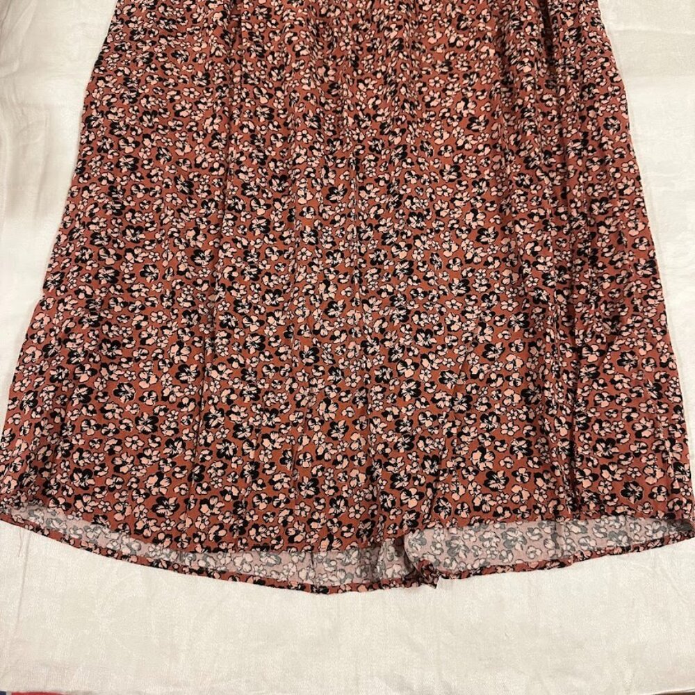 Nine West Orange Lightweight Floral Midi Skirt Size L | Boho, Swing, Cottagecore - Picture 3 of 11